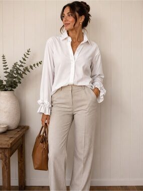 Michael Kors White Button-Up Blouse | Classic Chic Minimalist| lawyer‎ |Teacher